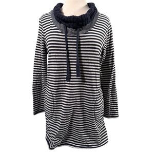 Neon Buddha Women's Striped Cowl Neck Cotton Tunic Sweater Top Size Small